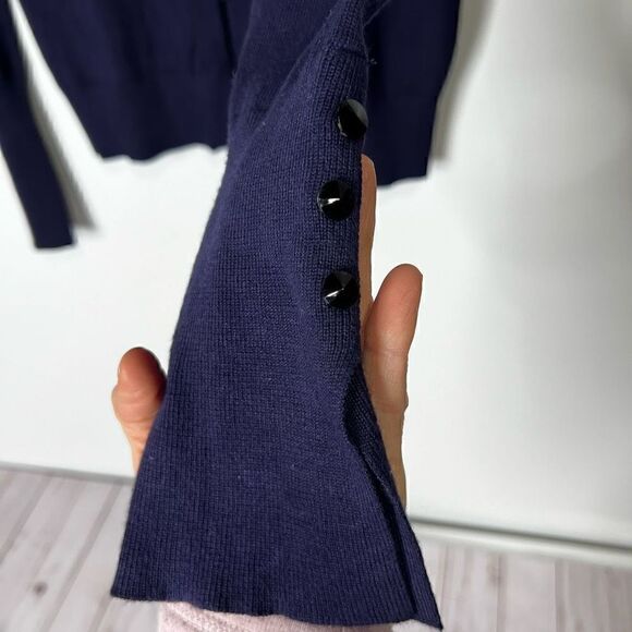 Moth Women's Navy Blue Black Lace Long Sleeve Cardigan Sweater Size Small - Picture 7 of 11